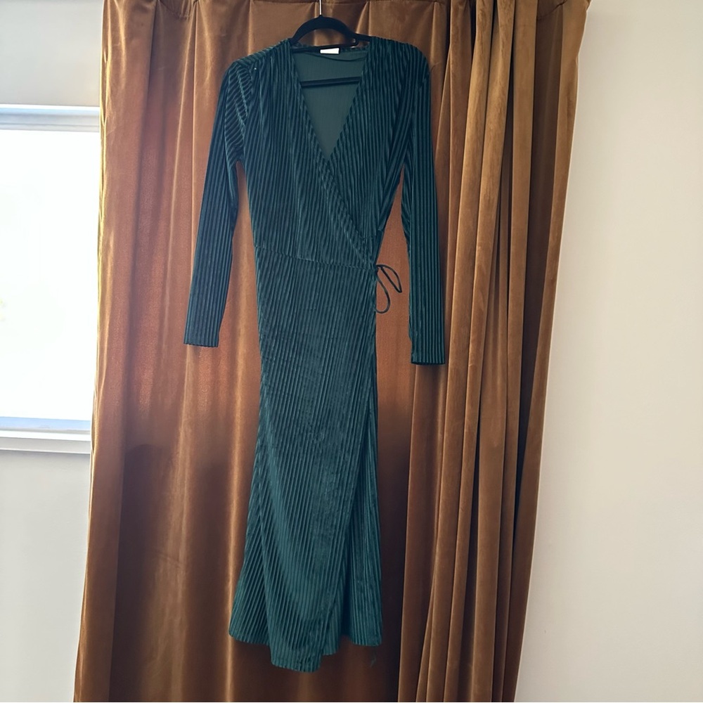 Velvet Stripe Wrap Dress